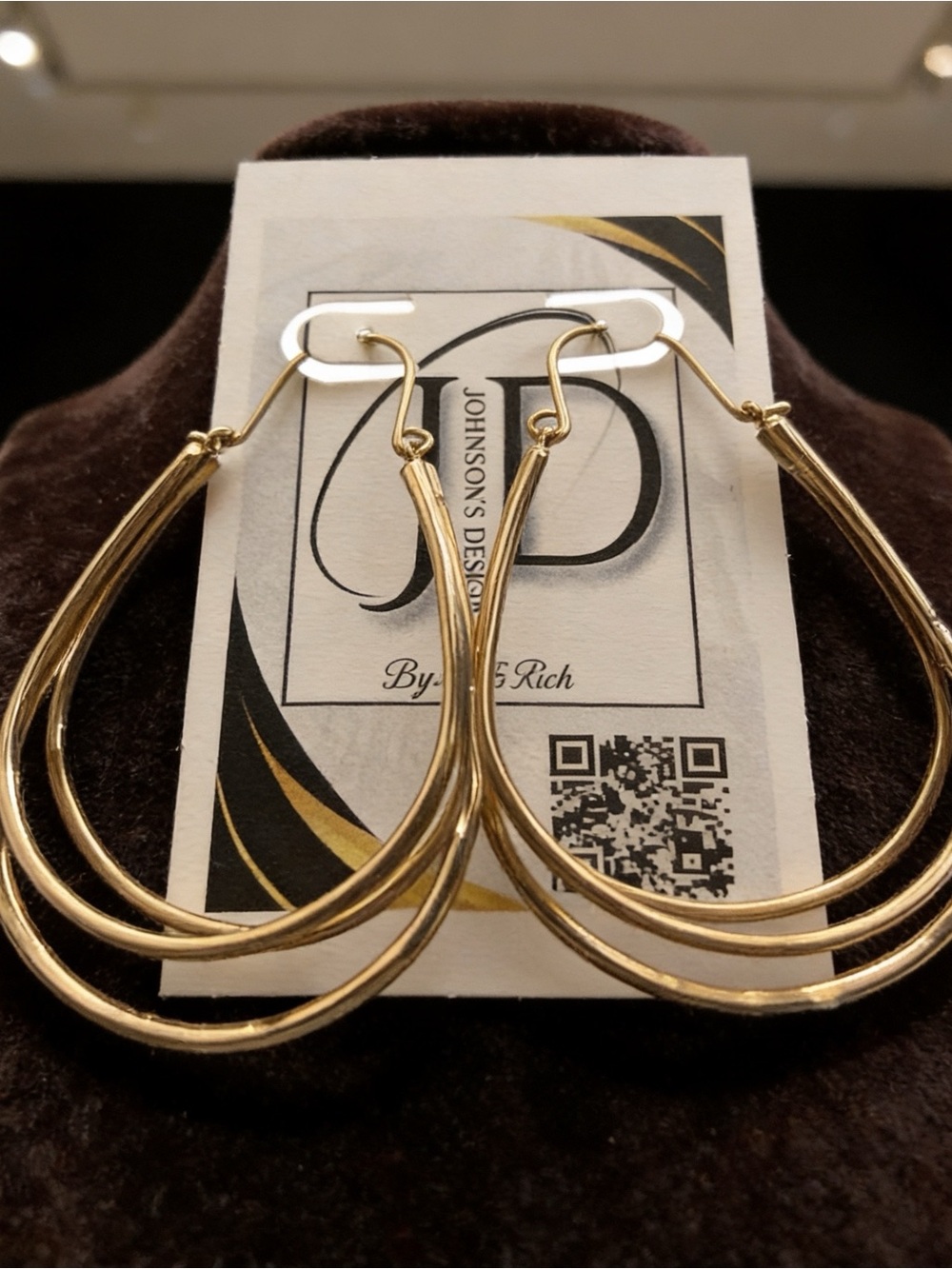 Gold Multi-Loop Hoop Earrings - Picture 4 of 5